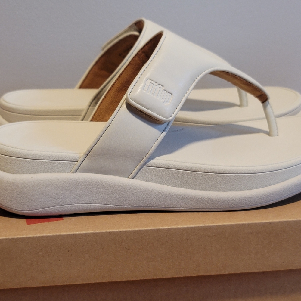 NIB FITFLOP F-Mode Go Adjustable Flatform Toe-Post Sandals Paris Beige Size 7 - Picture 5 of 9